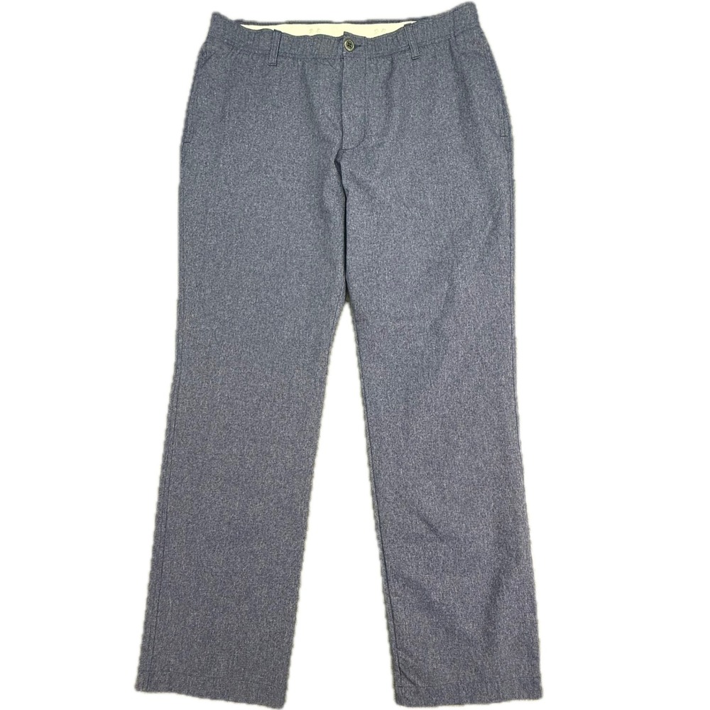 Under Armour Golf Pants Mens 38/32 Blue Heathered Performance Flat Front Trouser